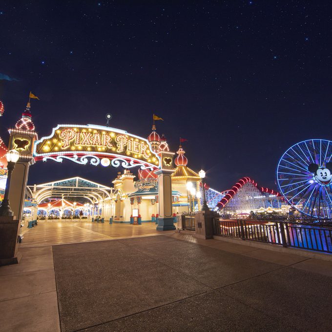 Pixar Pier after dark